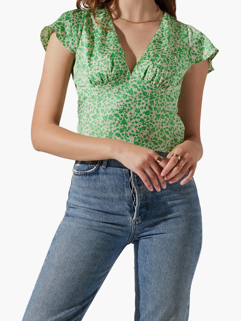 ASTR the Label Floral Flutter Sleeve Blouse